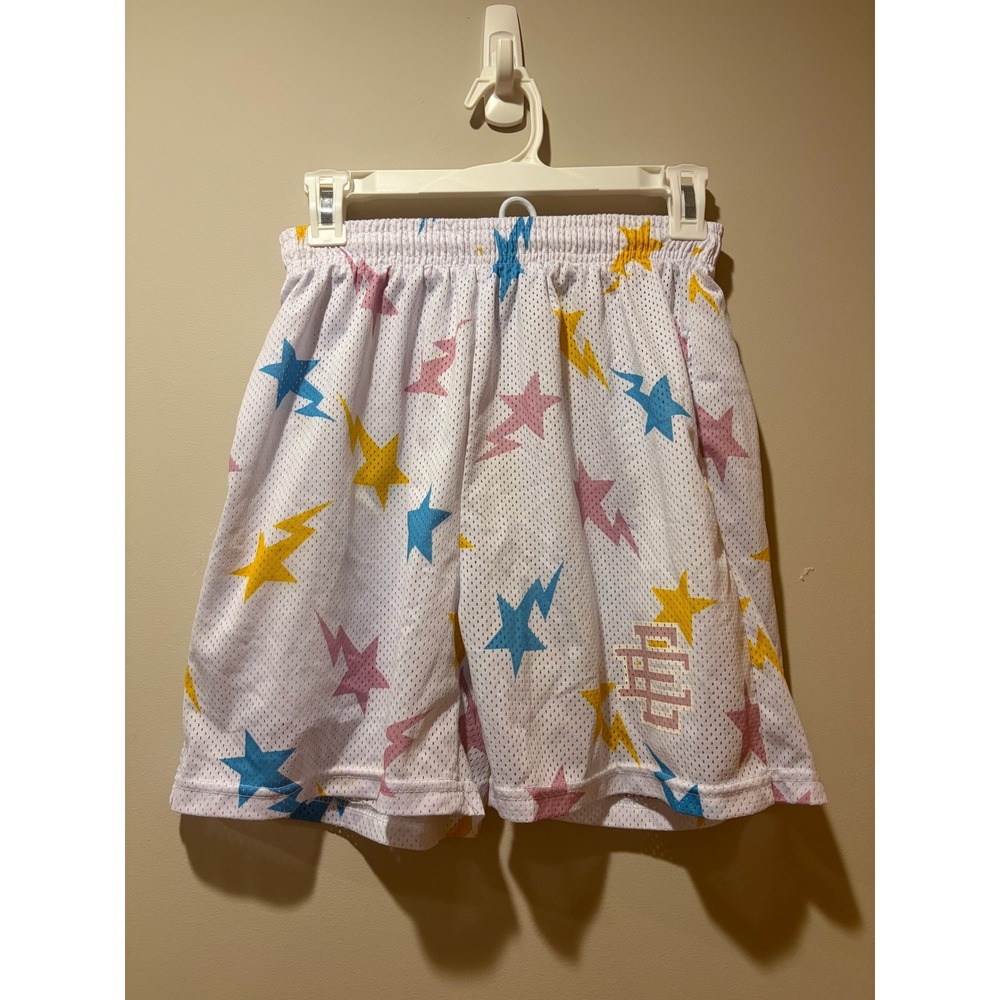 Eric Emanuel White Star Athletic Streetwear Mesh Shorts Youth Large
